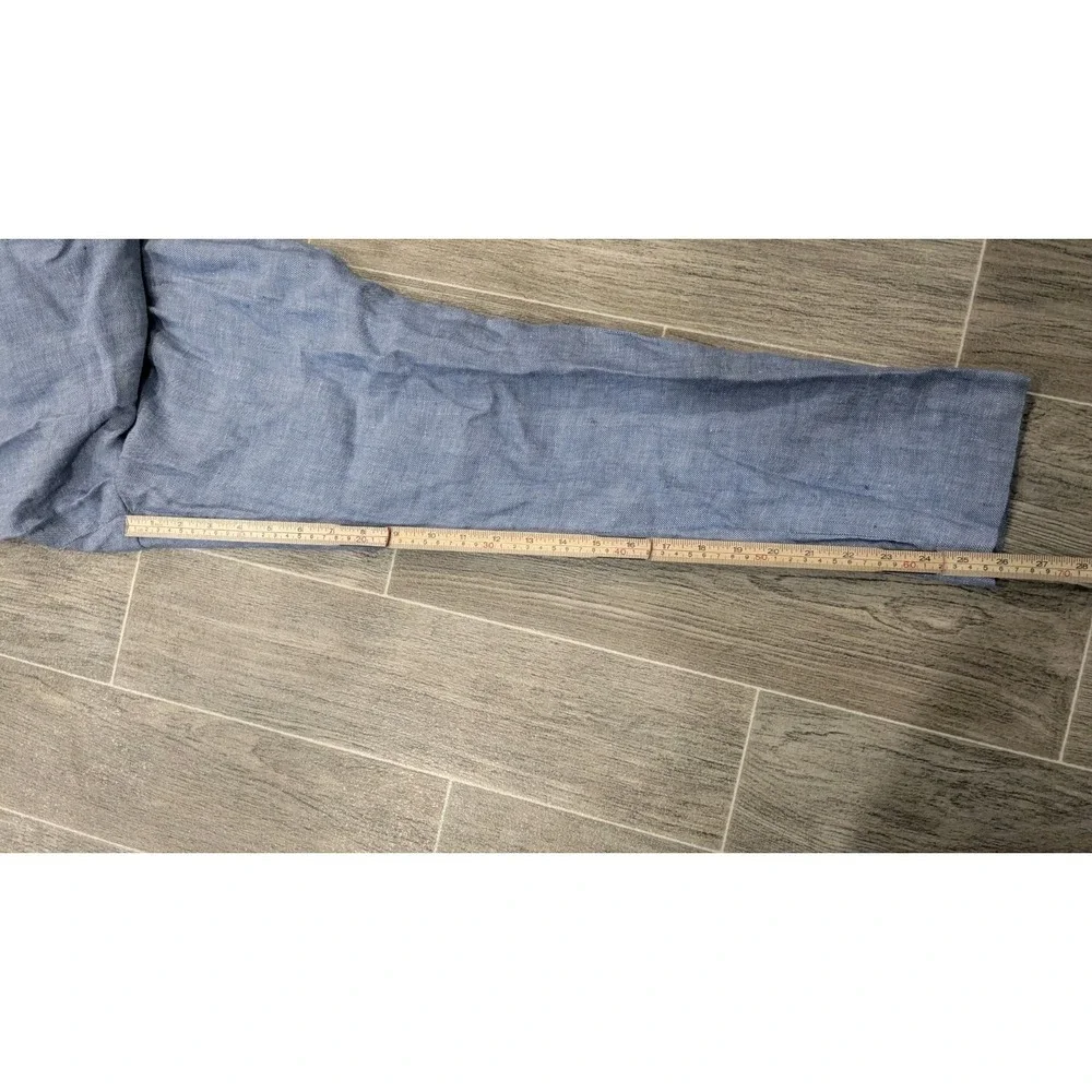 Express 100% Linen Chambray Herringbone Blue Pants Pleated Summer Mens 30x26